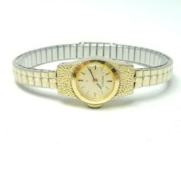 Vintage Seiko Gold Tone Ladies Wrist Watch with Speidel Band, AS IS, Not Working - Picture 1 of 8